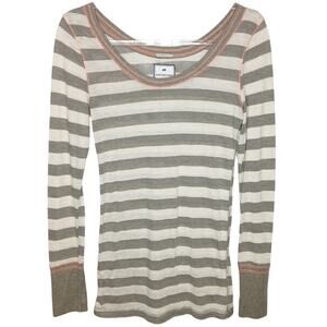 Poof Excellence Soft Stretch Y2K Striped Top Womens LG Preppy Casual Cozy Comfy